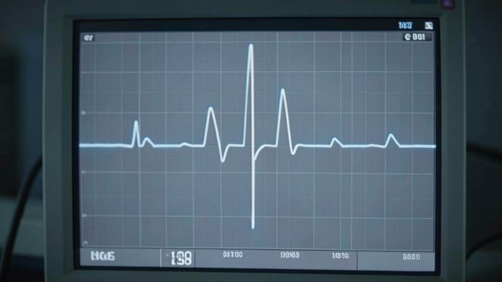 Trazo de electrocardiograma en un monitor clínico